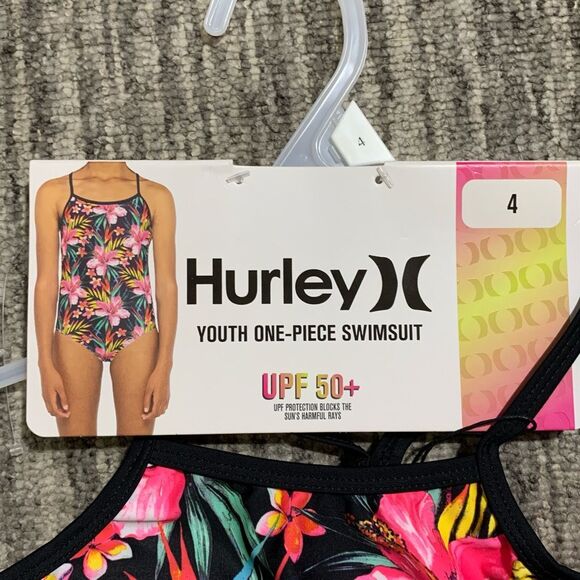 Hurley Girl's UPF‎ 50+ One-Piece Quick Dry Swimsuit Size 4 New with Tags Beach - Picture 2 of 8